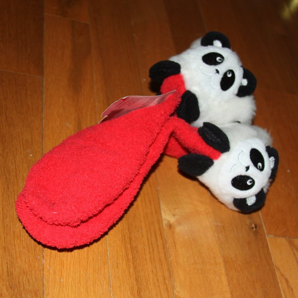 Fluffy Panda Slipper Socks Red Legale size 9-11